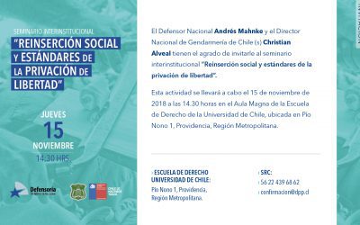 Invitan a seminario «Reinserción social y estándares de la privación de libertad»